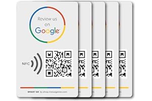 Pegatinas para Reseñas de Google - Pack 5 Pegatinas QR & NFC - Déjanos tu Reseña en Google Pegatina - iPhone & Android - Pegatina para Impulsas mis Reseñas - Configuración en Casa | MESSAGENES