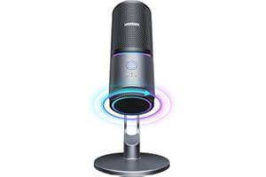 UGREEN USB Microphone 24bit/96KHz RGB Gaming Mic Cardioid Condenser PC Microphone Noise Reduction for Podcasting, Streaming, Recording with Quick Mute, Gain Knob for PS4/PS5/Mac/Laptop