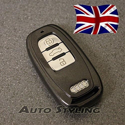 Audi 3 Button Smart Key Cover A1 S1 A3 S3 RS3 A4 S4 RS4 A6 S6 RS6 Q2 Q3 Q7 TT TTS TTRS R8 j59 Case Remote Protector S Line Tdi Sport Se Tfsi Fsi Black Edition Quattro Style Coupe (Gloss Diamond Black)