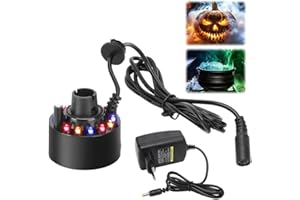 DASIAUTOEM Ultraschall Vernebler, Mini Nebelmaschine, LED Wasser Vernebler, 12 LED Fogger Multicolor Zerstäuber für Halloween Pumpkin Deko Teich Brunnen