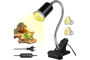 XPJBKC Sköldpadda-värmarlampa, jordskalllampa, terrarium L-stolpe reptiler med 360° svängbar klämma, lämplig 2 UVA UVB 50W gl