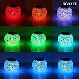 GRDE® Bunte Sphärische Mosaik Lampe, Nachtlicht, LED Lampe mit Farbwechsel, Wasserdichte Solar Leuchte, Kristallglas-Leuchte für Garten, Patio, Tabelle, Innen- Dekorationen (Silver) - 3