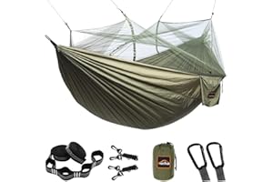 Hamac de Camping AnorTrek avec moustiquaire, hamacs Portables Doubles et Simples avec Sangles d'arbre, hamac Parachute pour Le Camping, la randonnée, Les Voyages et la randonnée