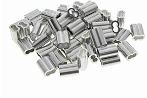 Kitchen-dream 0,07 pouce (2 mm) de diamètre, câble métallique, manchons en aluminium, raccords à clips, sertissage de câbles (50 PCS)