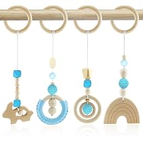 Arche De Jeu Bébé En Bois - 5 Arches Colorées Pour Poussette/Siège Auto/ParC (28cm, Laine Et Bois)