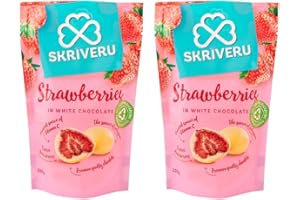 SKRIVERU Skrīveru Strawberries in White Chocolate (2 * 100g) – Freeze-Dried Whole Berries, Coated in Smooth Belgian Cocoa, Natural Source of Vitamin C, Eco-Friendly, 100% Recyclable Packaging (2)