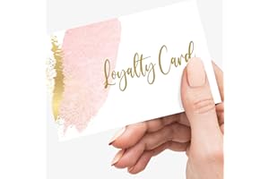 PREMIO CARDS Loyalty Cards for Customers, Loyalty Cards for Beauty, Nails, Massages and Coffee Businesses - Pink & Gold (50 Pack)