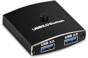 HALOULENI USB 3.0 Switch Selector KVM Switch 5Gbps 2 in 1 Out USB Switch USB 3.0 Two-Way Sharer for Printer Keyboard Mouse Sharing