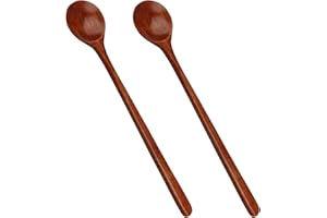LIBAIDZ 2 Pezzi Cucchiaio Legno Cucina, Nanmu Naturale, per Miele, Caffè, Tè, Condimenti (27,6cm)