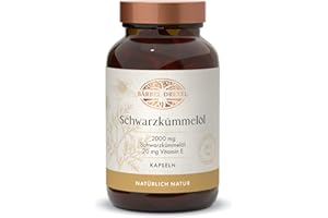 ‎BÄRBEL DREXEL Schwarzkümmelöl Kapseln Hochdosiert Ägyptisch Vegan (190 Stk) 2000 mg pro Tagesdosis, naturbelassen, kaltgepresst, Linolsäure & Vitamin E Naturheilkunde Schwarzkümmel BÄRBEL DREXEL®