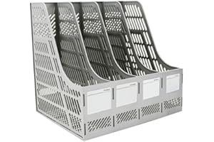 ‎SAYEEC SAYEEC Stehsammler A4 Kunststoff, Aktenhalter Vertikale Büro Ordner Zeitschriftensammler Schreibtisch-Organizer für Schule, Büro, Papier Aufbewahrung Grau