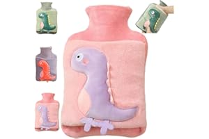 MHwan Bouillotte, 2L Grand Bouillotte Regles Douloureuses en Peluche Épais et Délicat, Bouillotte Eau Chaude 100% Antidéflagrant et Anti-Fuite, Joli Bouillote Dinosaure pour Enfants et Adultes