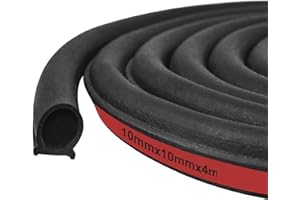 Storystore Car Door Seal Strip D-Shape Rubber Seal Strip 4m Self-Adhesive Automotive Weather Stripping for Car Truck Door Window Soundproof Noise Insulation Sealing (10x10mm,4m)