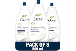 DOVE Deeply Nourishing Body Wash, for instant moisturising, Original, No Sulfates or Parabens, 500ml x 3