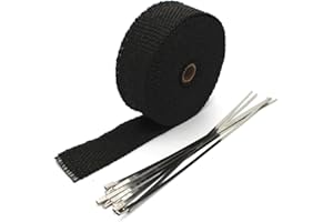 Mintice 5CM X 5M Fiberglass Roll Black Racing Exhaust Header Pipe Wrap Tape 6 Ties Car