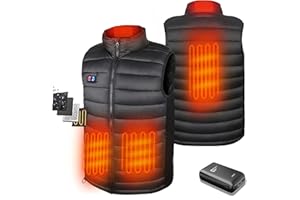 WUEAOA Gilet Riscaldato Uomo Donna, Inverno Caldo Esterno Ricarica USB Giacca Riscaldata Elettrico con Batteria 10000 mAh 3 Livelli di Temperatura, Lavabile,Per Campeggio, Moto, Sci, Caccia