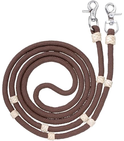 Western Barrel Zügel Nylon Geflochten - Orange-schwarz, Geknotet, 7-8 Ft, Mit Snaps