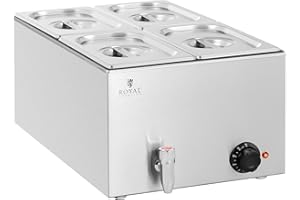 Royal Catering RCBM_GN1/4 Bain-marie Chauffe-plat bain-marie Bain-marie professionnel 600 W 4 x GN 1/4 Robinet De Vidange