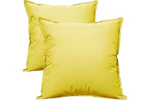 Olivia Rocco Lot de 2 housses de coussin imperméables et respirantes pour extérieur, terrasse, banc, canapé, mobilier, intérieur, salon, lit, chaise, 60 x 60 cm, ocre