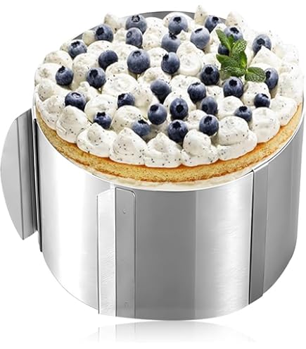 Yizish Taartring verstelbaar 15 cm hoekpalet extra hoog 14 cm, 16-30 cm verstelbare bakring roestvrij staal met schaal om te bakken, taartvorm om te decoreren (hoog 15 cm