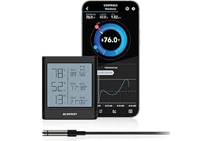 AC Infinity CLOUDCOM B1, igrometro intelligente VPD per temperatura e umidità, con display LCD e app Bluetooth, sonda con sensore termometro per scantinati, sale per chitarre, tende da coltivazione,