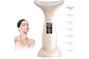 SHISOUTEK Massaggiatore Viso Elettrico Lifting Antirughe: 6 Modalità Face Massager 7 Colori LED EMS Microcorrente Massaggio - Dispositivo di Bellezza 45 ℃ Terapia Della Luce Per Rassodante Facial Collo e Mento