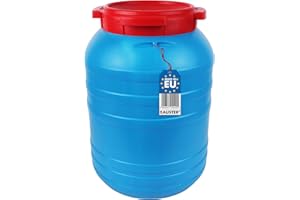 BAUSTER® Tonneau à col large de 30 l - Pour pluie - Pour bagage - en plastique HDPE avec couvercle, tonneau de casier, multifonctionnel, universel