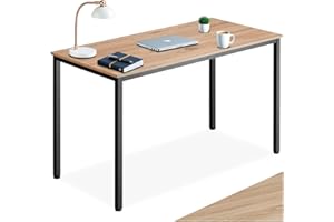 TecTake® Mesa Escritorio de Madera con Estructura Resistente, Mesa de Ordenador para Oficina, Diseño Industrial, Mesa de Escritorio Moderna - 120 x 60 x 75,5 cm Madera Industrial Clara, Roble Sonoma