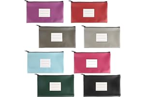 LALAGO 8 Stück Geldbeutel Geldtasche, Geldtaschen Banktasche, PU Dokumententasche mit Reißverschluss, Zipper Kosmetiktasche（schwarz + rot + rosa + lila + grün + himmelblau + hellgrau + quarzgrau）