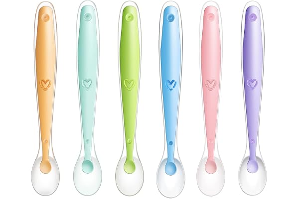 PandaEar 6-pack mjuka babyskedar av silikon | Baby Weaning-skedar för småbarn och spädbarn