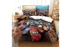 GDGM Kinderbettwäsche 135x200 Jungen Kinder Autos Bettwäsche Set 2TLG. Bettbezug Und Kissenbezug 75x50cm Mit Reißverschluss,3D Bettwäsche (9,135x200cm-2pcs)