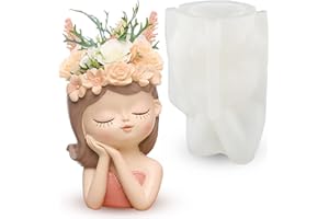 TUXUZAL Molde de silicona para maceta, molde de fundición de hormigón, jarrón 3D, molde de silicona, molde para niñas, maceta de resina epoxi, jarrón para manualidades, macetas, manualidades