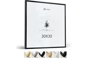 Heimlich® - Marco de fotos - 30 x 30 cm, aluminio y metal, negro - Marco cuadrado mediano con lámina de plástico - Montaje en pared