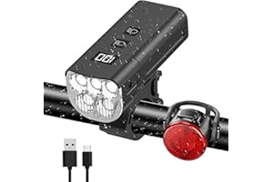 XAEIOW Mountain Bike Lights Brightest 7200 Lumens 5 LED Beam 4000Mah Powerful Rechargeable Bicycle Lights with Powerbank Function & LCD Display Front Headlight and Back Taillight Fits Night Cycling