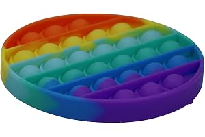 alldoro 63044 Play silikon fidgetleksak ca 12 cm rund, pop it anti-stress fingerleksak, bubble push leksak för stressreducering, skicklighetsspel för barn och vuxna, regnbåge