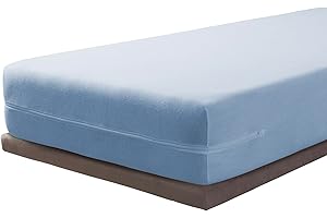 Savel – Funda de Colchón de Rizo Elástico, 100% Algodón Azul - Pack de 2 (90 x 190/200 cm). Protector de Colchón Cremallera. Protector Integral de Colchón – Disponible en Varias Medidas