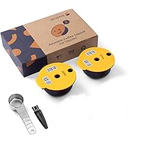 RECAFIMIL Capsule De Café Réutilisable De 180 Ml Avec Couvercle De Rechange De 60 Ml Et Tamper - Compatible Avec La Machine à Café Tassimo