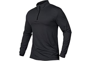 CARWORNIC Herren Langarmshirt Half Zip Sportshirt Laufshirt 1/4 Zip Pullover Leicht Atmungsaktiv Gym Jogging Trainingsshirt mit Stehkragen
