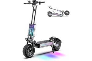 OOTD T90 Trottinette Électrique Tout Terrain Adulte avec Doubles Moteur (6000W Peak), Pneus 13" Trotinette Electrique 60V 31.2AH Batterie Autonomie 120KM, Double Freins à Disque Hydrauliques Puissants