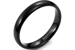 JewelryWe Biżuteria męska i damska obrączka z węglika wolframu, uniseks, szerokość 4 mm, na zaręczyny, ślub, czarny, rozmiar od 49 do 67