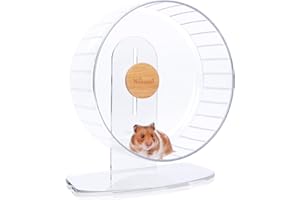 Niteangel Super Silent Hamster Exercise Wheels - Quiet Spinner Hamster Running Wheels with Adjustable Stand for Hedgehog Gerbils Mice Or Other Small Animals (Large, Transparent)