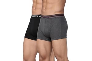 Levi's 003 Classic Trunk for Men | 100% Pure Cotton | Solid | Durable Comfort | Breathable Men's Underwear | Anti-Roll Waistband | Extra Supportive Gusset | No Ride-Up Leg Fit | Pack of 2