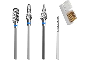 BOBOPACK 4 Pièces Embout Ponceuse Ongles, Acier au Tungstène Embout Ponceuse, Professionnelle Embout Ponceuse Ongles Ceramique, pour les Manucures, l'élimination des Gels Acryliques et des Cuticules