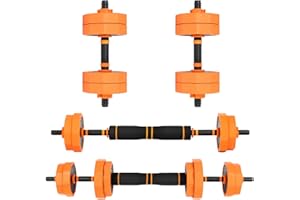 EIGFOH Mancuernas Ajustables,Pesas Ajustables 10,15,20,30Kg,Kit Mancuernas Ajustables, 2 en 1-Barra Fitness,Gimnasio en Casa,Kit Gym Musculación