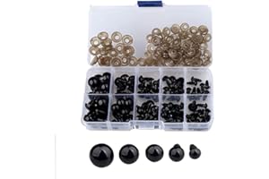 BSTHP Occhi di sicurezza in plastica, 100 pezzi a vite con rondella per fare bambole giocattoli fai da te, nero