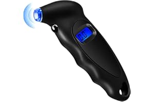 Haquno Digital Tyre Pressure Gauge 150 PSI 4 Settings for Car Truck Bicycle with Backlit LCD and Non-Slip Grip Tyre Pressure Checker, Black