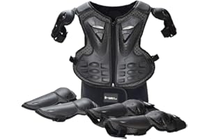ARMOR QTREES Protection Equipement pour Moto pour Enfants - la poitrine, la colonne vertébrale, le dos, les épaules, les bras, les coudes et les genoux -motocross, course, ski, patinage sur glace
