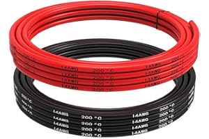 Gruiqrd 14 Gauge Silicone Wire Soft and Flexible Low Impedance 19.6ft (9.8ft Black and 9.8ft Red), 14AWG Silicone Wire for RC Car, Drone, Airplane Battery etc
