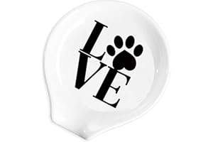 YTNONT Ceramic Patterned Fork Spoon Rest with Message Love, Functional Kitchenware Spoon Rest Suitable for Kitchen Countertop Stove Top Kitchen Accessory and Gift for Cooking Enthusiasts