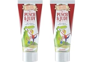 PUNCH AND JUDY Punch & Judy Kids Natural Toothpaste, Strawberry Flavour, Natural Ingredients, Fluoride, 6+ Months, Sugar Free (2 x 50ml)
